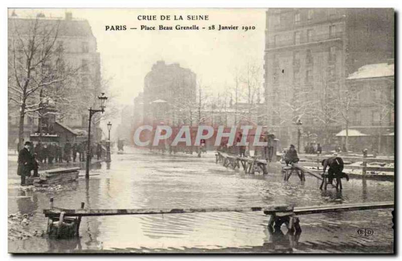 Old Postcard Floods paris the great flood of the Seine (January 1910) Place B...