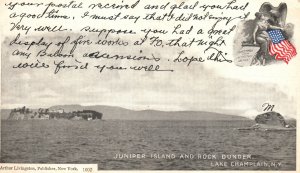 Vintage Postcard 1905 Juniper Island And Rock Dunder Lake Champlain New York NY