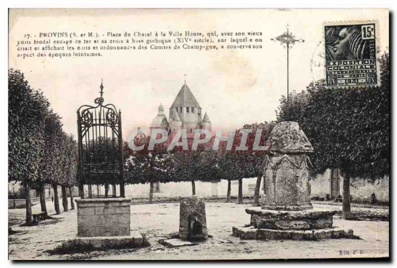 Old Postcard Provins S and M Square Chatel City High