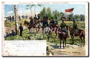 Old Postcard Army Swiss Army Staff of the division Stato Maggiore di divisione