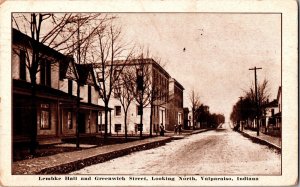 Lembke Hall and Greenwich Street Valparaiso IN c1910 Vintage Postcard M51