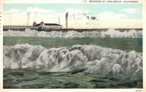 Vintage Postcard 1932 Breakers At Long Beach California CA