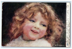 1906 Cute Little Girl Studio Portrait Oilette Tuck's Seneca Falls NY Postcard 