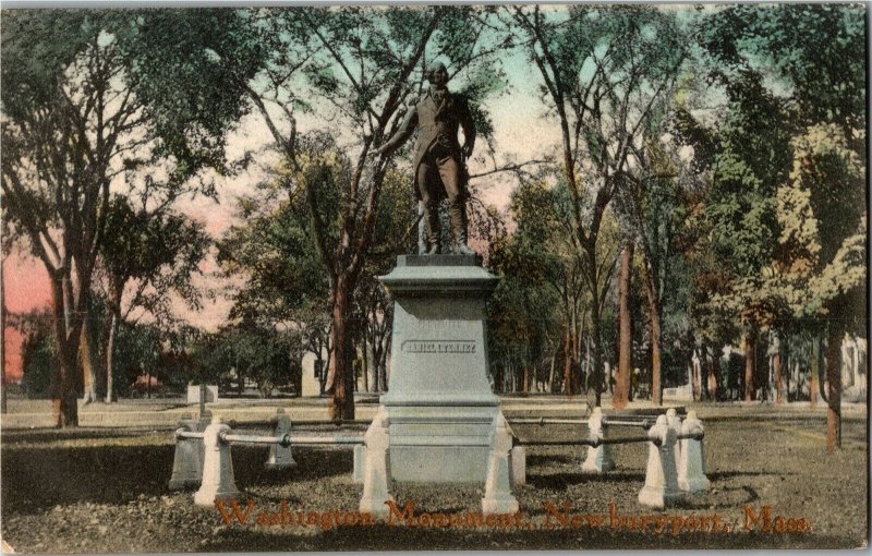 Washington Monument, Newburyport MA Vintage Postcard F01