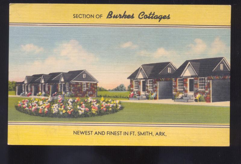 FORT SMITH ARKANSAS BURKES COTTAGES MOTEL LINEN ADVERTISING POSTCARD ARK.