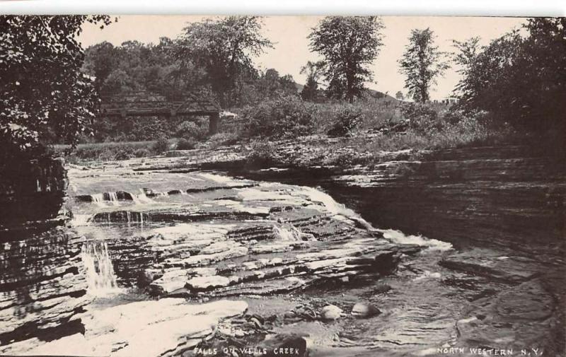 North Western New York Wells Creek Falls Real Photo Antique Postcard K95055