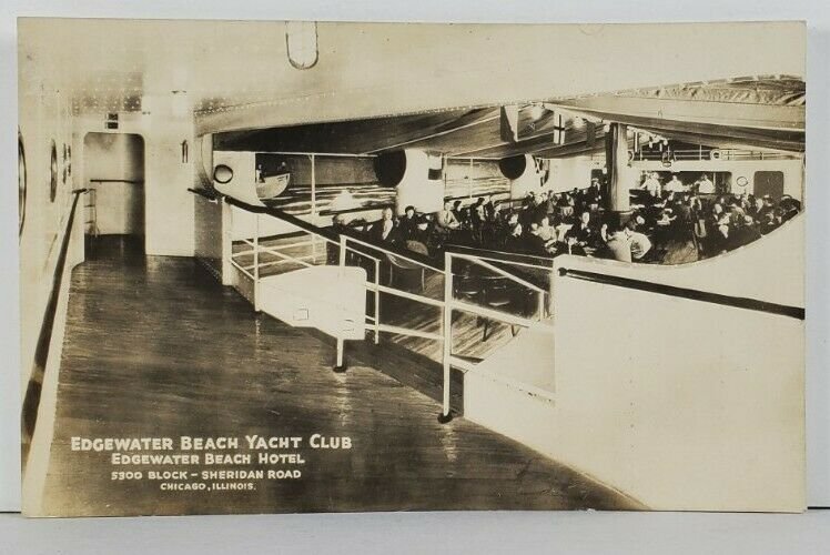 Chicago Illinois Edgewater Beach Yacht Club RPPC Postcard Q3