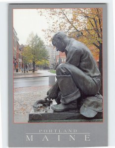 Postcard Lobsterman's Memorial, Portland, Maine