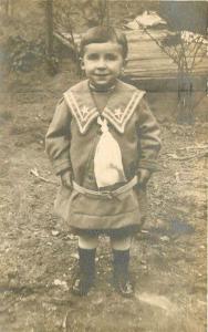 C-1910 Little Boy Goofy Fun Outfit Clothing RPPC real photo postcard 2285