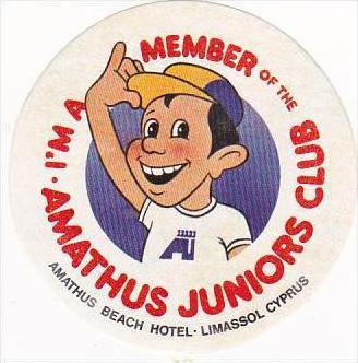 CYPRUS LIMASSOL AMATHUS BEACH HOTEL JUNIOR CLUB VINTAGE LUGGAGE LABEL