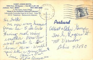 Jackson Tennessee 1982 Postcard Casey Jones Motel