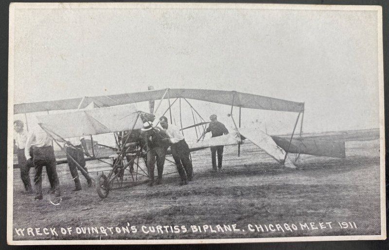 Mint Usa Real Picture Postcard Curtis Biplane Chicago Meet 1911 