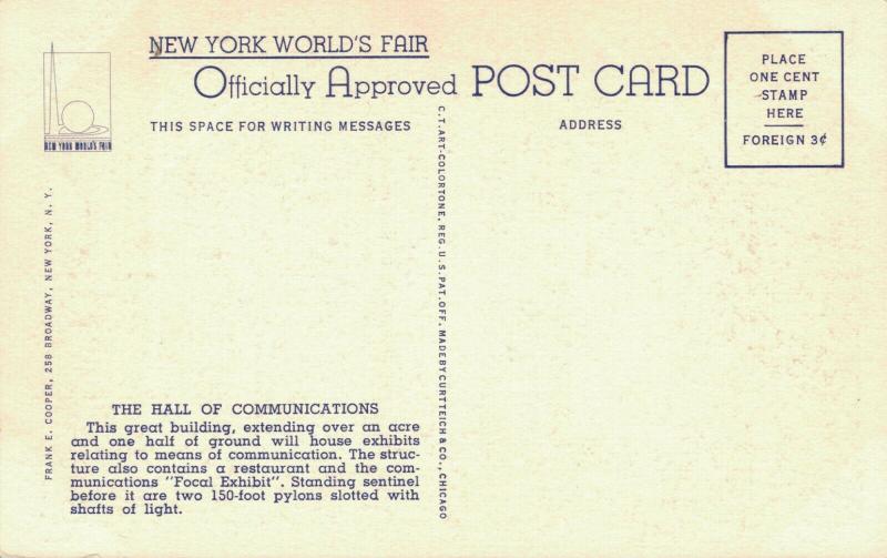 USA - New York World's Fair 1939 The Hall of Communications 01.87