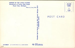 Vtg Royal Oak Michigan MI Shrine of the Little Flower Catholic Church Postcard