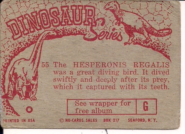 DINOSAUR, Nu-Card #55, Hesperonis Regalis 1961