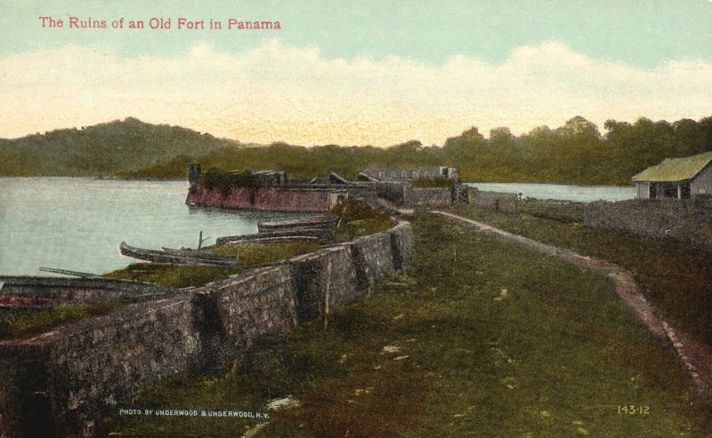 Vintage Postcard The Ruins Of An Old Fort Constructed By The Spaniards Panama