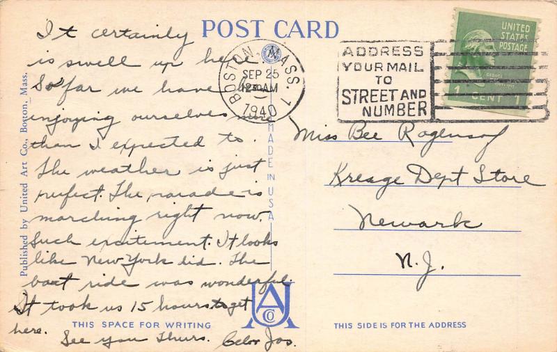 Peter Bent Brigham Hospital, Boston, Massachusetts, Early postcard, used in 1940