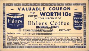 Ehlers Grade A Coffee Coupon Ad Advertising Vintage Postcard