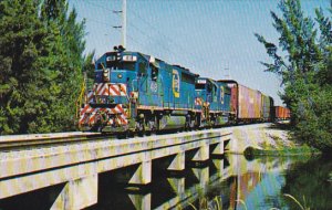 Florida East Coast Railroad Locomotives 418 and 421 Crossing Snake Creek Nort...