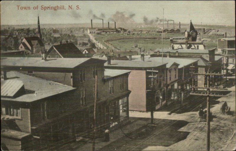 Springhill Nova Scotia Birdseye View c1910 Postcard