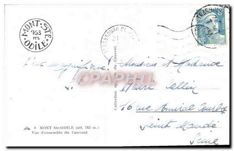 Old Postcard Mont Sainte Odile View D & # 39Ensemble Du Couvent