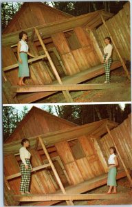 postcard St. Ignance MI - Mystery Spot - height difference in back yard