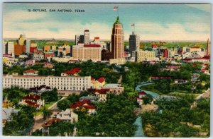 c1940s San Antonio, TX Downtown Skyline Nice Linen Litho Postcard Color Tex A221