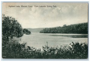 1909 Highland Lake Winsted from Lakeside Driving Park Connecticut CT Postcard