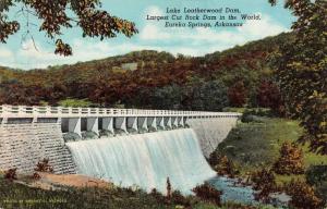 EUREKA SPRINGS, AR Arkansas  LAKE LEATHERWOOD DAM~Largest Cut Rock Dam Postcard