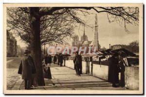 Old Postcard Paris Quai de la Tournelle to Notre Dame