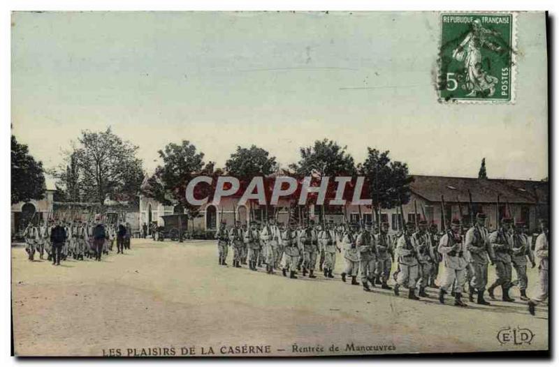 Postcard Old Army Barracks Rentree maneuvers