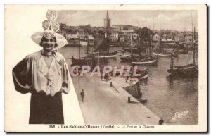 Old Postcard Les Sables d & # 39olonne port and stubble (costume folklore hea...