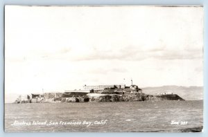 San Francisco Bay California CA Postcard RPPC Photo View Of Alcatraz Island