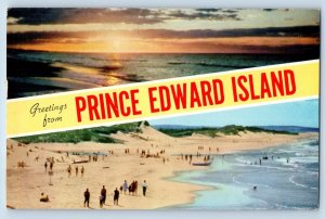 Prince Edward Island Canada Postcard Greetings Banner Dual View c1950's Vintage