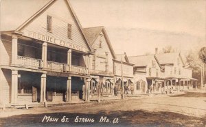 Strong Maine Main Street Real Photo Vintage Postcard AA84054