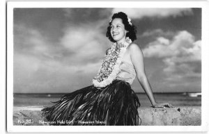 Hawaiian Hula Girl Hawaii Woman Dancer RPPC Vintage Photo Postcard 1940s