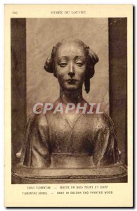 Old Postcard Paris Louvre Museum Florentine School painted wood and gold bust