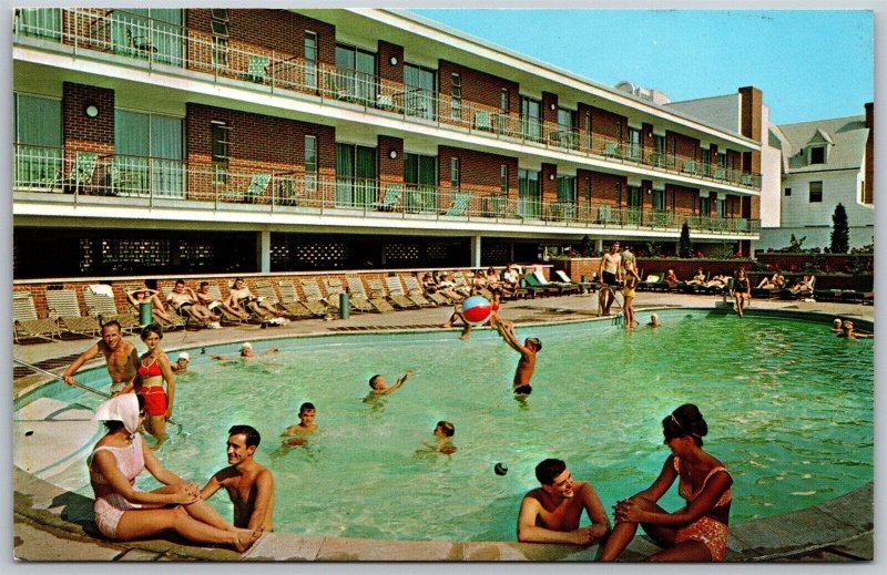Vtg Atlantic City New Jersey NJ Colton Manor Hotel Motel Pool View Postcard
