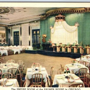 1947 Chicago, IL Empire Room Palmer House Interior Ornate Concert Linen PC A272