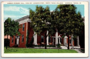 Postcard Cammie Starnes Hall Kidd-Key Conservatory No. Texas College Sherman TX