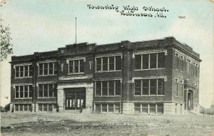 c1910 Postcard Township High School, Robinson IL Crawford County Unposted