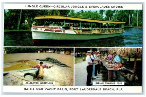 1960 New Jungle Queen III Bahia Mar Yacht Basin Fort Lauderdale Florida Postcard