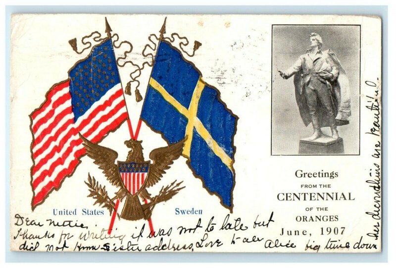 1907 Greetings From Centennial Of The Oranges New Jersey NJ Embossed Postcard 