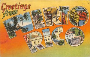 G82/ Puerto Rico Foreign Postcard Carribean Linen Large Letter Greetings 9