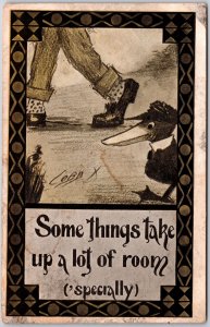 1912 Walking With The Duck Feet Bordered Comic Card Posted Postcard