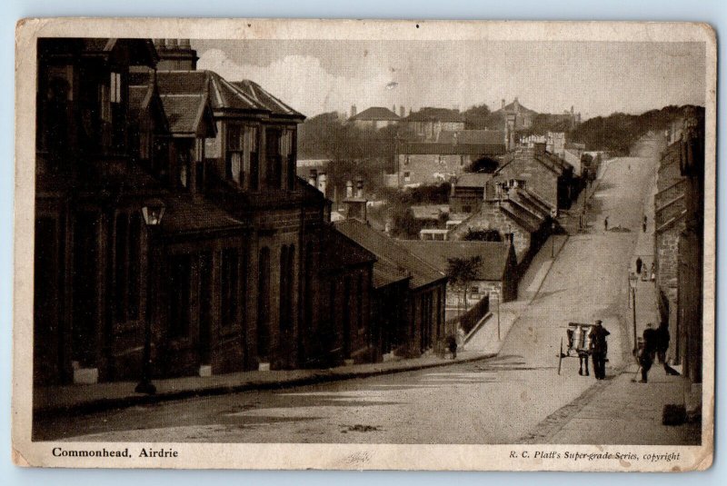 Airdrie North Lanarkshire Scotland Postcard Commonhead Street c1920's