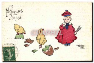 Old Postcard Fantasy Illustrator Child Easter Chicks