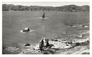 Vintage Postcard Lighthouse At The Golden Gate San Francisco California RPPC