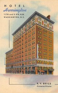 HOTEL HARRINGTON Washington, D.C. RV Bryce ca 1940s Vintage Linen Postcard