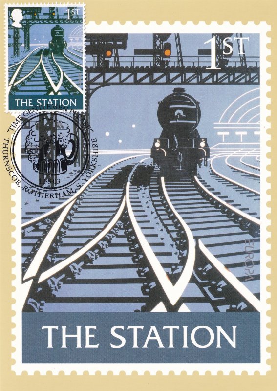 The Train Station Pub Sign Limited Edition Rotherham Yorkshire Postmark Postcard